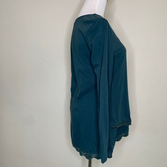 Banana Republic Green Tunic Jersey Lace Trim Crew Neck Sz Small - Picture 4 of 9